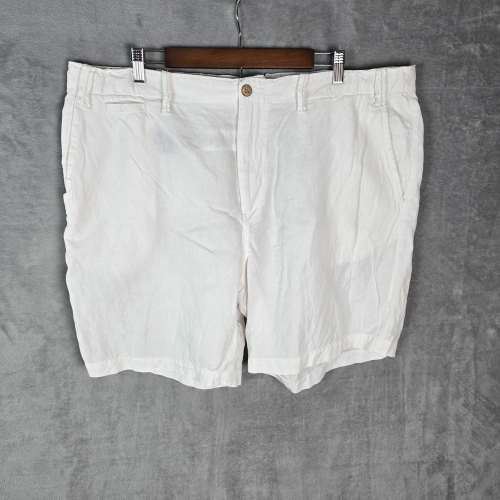 Polo Ralph Lauren Mens White Linen Cotton Classic Fit Shorts‎ Size 40 8in Inseam
